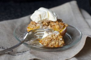 Peach Almond Crisp: A Summer Dessert with a Chewy, Caramelized Topping