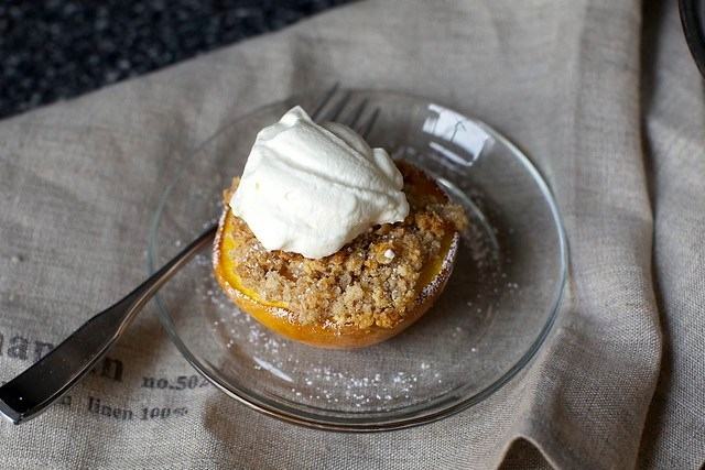 almond crisped peach + whipped cream